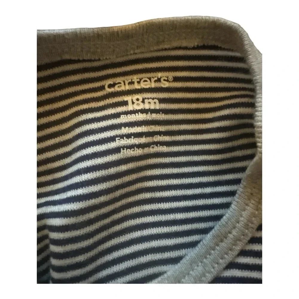 Carter’s Baby Navy Blue Striped Giraffe Scooter Romper 18m - Picture 4 of 5